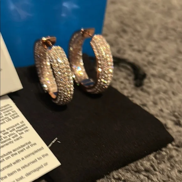 Joan Boyce Rose Gold Hoop Earrings with Crystals - Picture 8 of 10